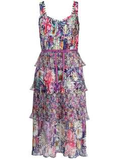 Marchesa Notte ярусное платье с цветочным принтом