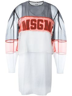 MSGM платье-футболка с прозрачной панелью