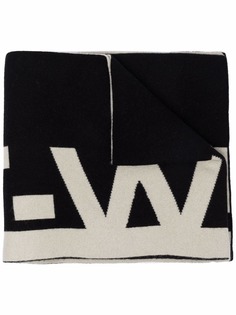 Off-White шерстяной шарф вязки интарсия с логотипом