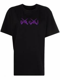 sacai футболка с логотипом из коллаборации с Kaws