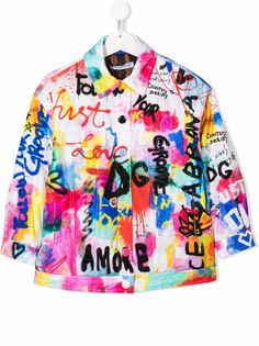 Dolce & Gabbana Kids куртка-рубашка с принтом граффити