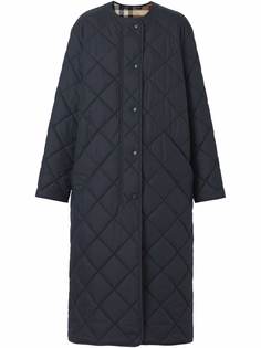 Burberry стеганое пальто длины миди