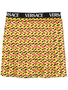 Versace Kids плиссированная мини-юбка La Greca