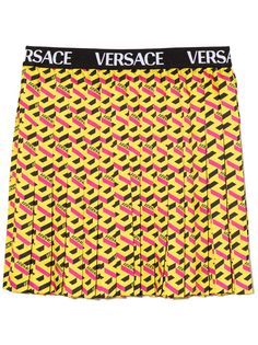 Versace Kids плиссированная мини-юбка La Greca