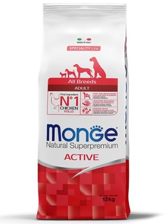 Корм Monge Dog Speciality Active для активных собак с курицей, 12кг