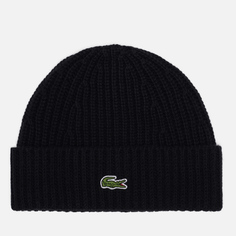Шапка Lacoste Ribbed Wool Blend Beanie, цвет чёрный