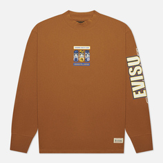 Мужской лонгслив Evisu Heritage Multi Logo Printed Loose Fit, цвет коричневый