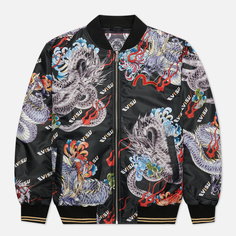 Мужская куртка бомбер Evisu Heritage Ukiyo-e Dragon All Over Print, цвет чёрный