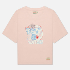 Женская футболка Evisu Double-Face Daruma Print, цвет розовый