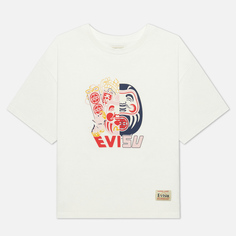 Женская футболка Evisu Double-Face Daruma Print, цвет белый