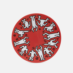 Тарелка Ligne Blanche Keith Haring White On Red Medium, цвет красный