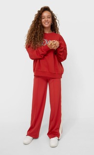 Stradivarius Толстовка В Стиле Оверсайз С Вышивкой Красный Xs
