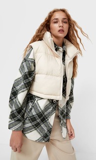 Stradivarius Укороченный Стеганый Жилет Цвет Небеленого Полотна L