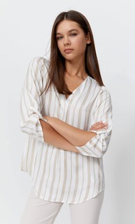 Stradivarius Рубашка В Полоску С Рукавами 3/4 Цвет Камня Xs