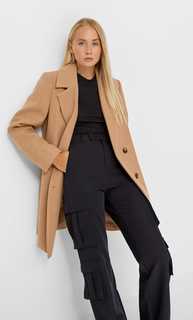 Stradivarius Базовое Пальто Бежевый L