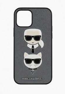 Чехол для iPhone Karl Lagerfeld 12 Pro Max (6.7), PU Saffiano Karl and Choupette Silver