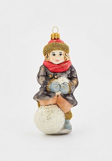 Елочная игрушка Грай Мальчик стоит на шаре из снега