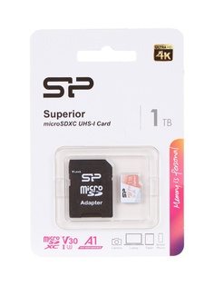 Карта памяти 1Tb - Silicon Power Superior A1 MicroSDXC Class 10 UHS-I U3 SP001TBSTXDV3V20SP с адаптером SD