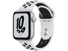 Умные часы Apple Watch SE GPS 40мм Aluminum Case with Nike Sport Band, серебристый/чистая платина/черный