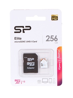 Карта памяти 256Gb - Silicon Power Elite MicroSDHC Class 10 UHS-I SP256GBSTXBU1V21SP с адаптером SD