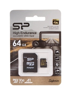 Карта памяти 64Gb - Silicon Power Superior Golden A1 MicroSDXC Class 10 UHS-I U3 A1 SP064GBSTXDV3V1GSP с адаптером SD