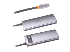 Хаб USB Baseus Metal Gleam Series 8-in-1 Multifunctional Type-C HUB Docking Station Grey CAHUB-CV0G