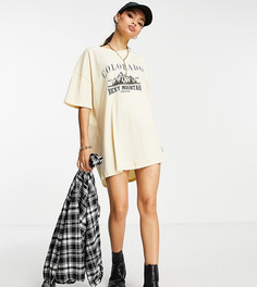 Светло-бежевое платье-футболка мини с принтом "Colorado" Missguided Petite-Светло-бежевый цвет