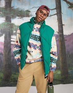 Зеленый утепленный жилет в стиле oversized со стеганой отделкой ASOS DESIGN-Зеленый цвет