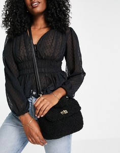 Черная стеганая плюшевая сумка через плечо Skinnydip-Черный цвет