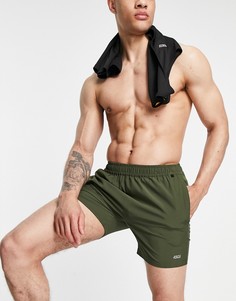 Спортивные шорты средней длины цвета хаки ASOS 4505-Зеленый цвет