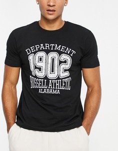Черная футболка с логотипом Russell Athletic-Черный цвет