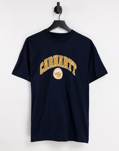 Темно-синяя футболка с надписью Carhartt WIP Berkeley-Темно-синий