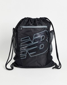 Черная сумка с логотипом на затягивающемся шнурке New Balance Training-Черный цвет