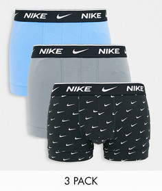 Набор из 3 хлопковых эластичных боксеров-брифов синего/серого/черного цвета Nike-Разноцветный