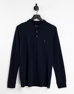 Темно-синяя рубашка-поло с длинными рукавами French Connection-Темно-синий