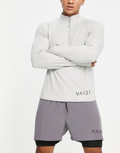 Светло-серый спортивный лонгслив с молнией VAI21