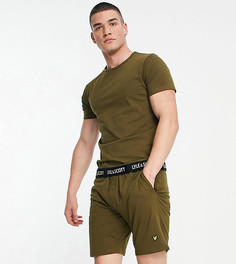Комплект из футболки и шорт цвета хаки с отделкой тесьмой Lyle & Scott Bodywear Larry-Зеленый цвет