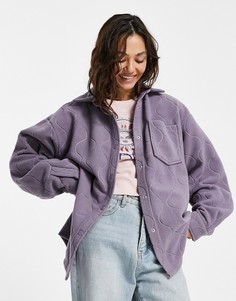 Флисовая куртка-рубашка пыльно-сиреневого цвета с волнистым стеганым узором от комплекта ASOS DESIGN-Фиолетовый цвет