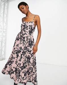 Песочное платье миди со сплошным принтом Free People The Perfect Sundress-Светло-бежевый цвет