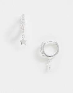 Серьги-кольца с подвесками-звездочками Orelia-Серебристый