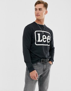 Черный свитшот с круглым вырезом и логотипом Lee