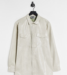 Светло-бежевая куртка-рубашка из искусственной кожи по крокодила Reclaimed Vintage Inspired-Светло-бежевый цвет