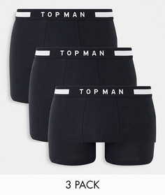 Набор из 3 черных трусов-боксеров Topman-Черный цвет