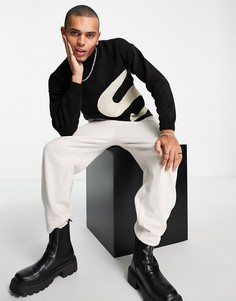 Черный вязаный джемпер с логотипом Sixth June-Черный цвет