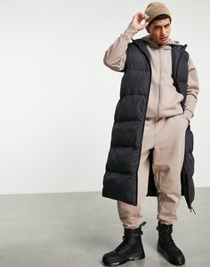 Черный удлиненный дутый жилет ASOS DESIGN-Черный цвет