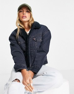 Темно-серая куртка с искусственным мехом Levis New Heritage-Черный цвет