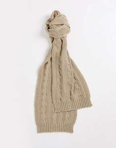 Бежевый шарф вязки «в косичку» Boardmans-Светло-бежевый цвет