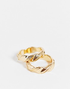 Набор из 2 золотистых колец с перекрученным дизайном Liars & Lovers-Золотистый