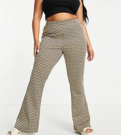 Жаккардовые брюки клеш в волнистую полоску ASOS DESIGN Curve-Разноцветный