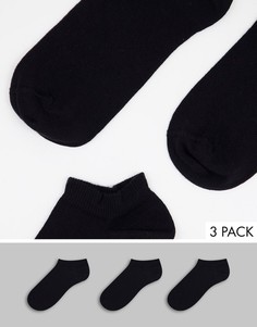 Набор из 3 пар низких черных носков из органического хлопка Topshop-Черный цвет